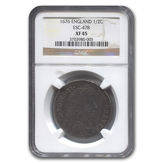 1676 Great Britain Half Crown Charles II XF-45 NGC 1676 Great Britain Half Crown Charles II XF-45 NGC